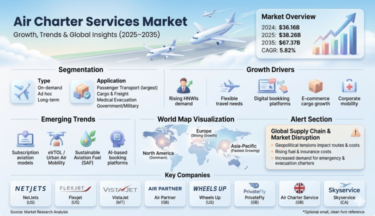 Air Charter Services Market to Reach USD 67.37 Billion by 2035, Growing at 5.82% CAGR Driven by Rising Demand for Personalized Travel