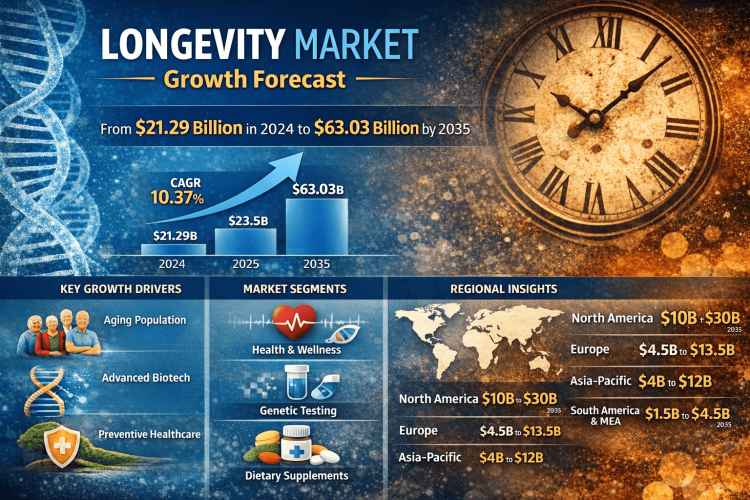 Longevity Market to Reach USD 63.03 Billion by 2035, driven by Rising Focus on Healthy Aging